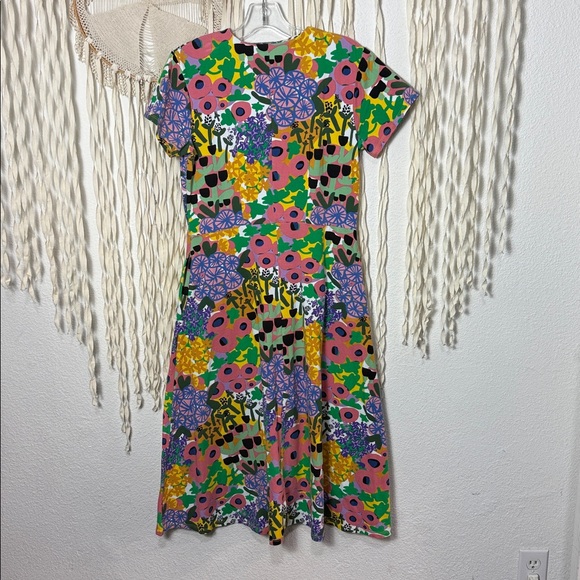 Nooworks Short Sleeve Eclectic Fit n Flare Midi Dress with Pockets L - Picture 5 of 10